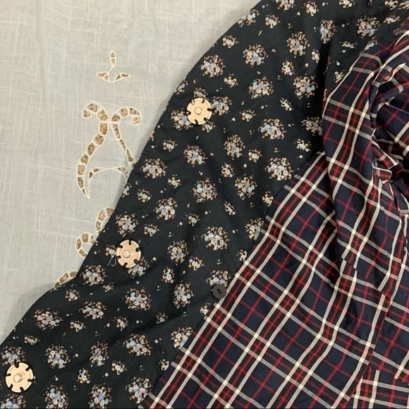 Retro vintage style floral coat with plaid lining - Picture 7 of 16